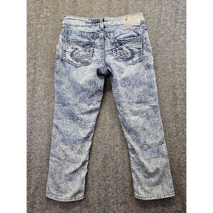 Silver Jeans Womens Size W26 Blue Aiko Capri Fancy Pattern Silvers
